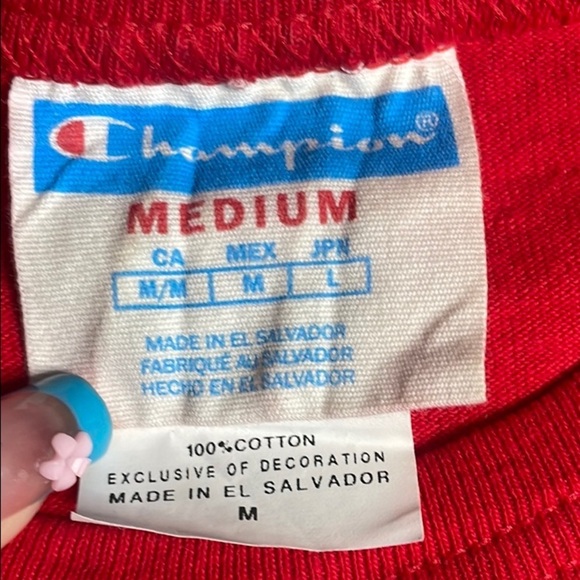 Vintage Champion Red T-Shirt with Original C logo - Picture 7 of 10